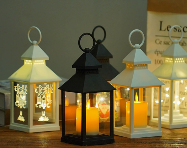 Decorative Candle Lantern Black Outdoor Lanterns with Timer Candles Battery Powered LED Decorative for Wedding - Hanging Wall Lanterns Indoor - Image 3