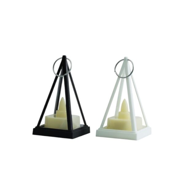 Mini Pyramid LED Electronic Candle Lantern – 3D Geometric Flameless Tea Light Holder for Parties, Home Decor & Ambient Lighting
