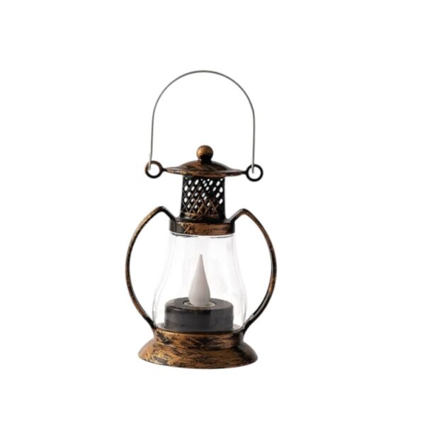 Vintage Mini Electronic Candle Lantern – Christmas, Halloween Tabletop Decor, Oil Lamp for Festive Home, Party & Holiday Ambiance