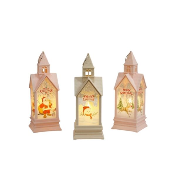 Christmas LED Candle Lights – House shape Flameless Hurricane Lamps for Festive Party Decor & Home Ambiance
