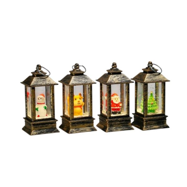 Christmas Water-Filled Hurricane Lamp with Snow Globe & LED Lights – Swirling Snowflake Night Light Decor for Holiday Home, Desk, and Festive Ambiance