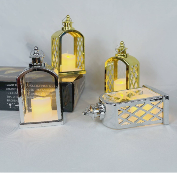 Vintage Arched Christmas Lantern LED Candle Lights - Holiday Decorative Night Light for Festive Atmosphere, Creative Indoor/Outdoor Décor - Image 3