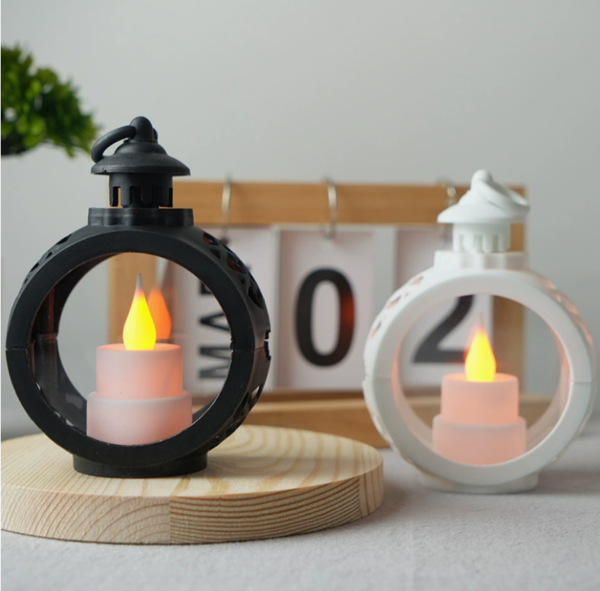 Vintage Round Lantern LED Candle Lights Holiday Decorative Night Light for Festive Atmosphere, Creative Indoor/Outdoor Décor - Image 2
