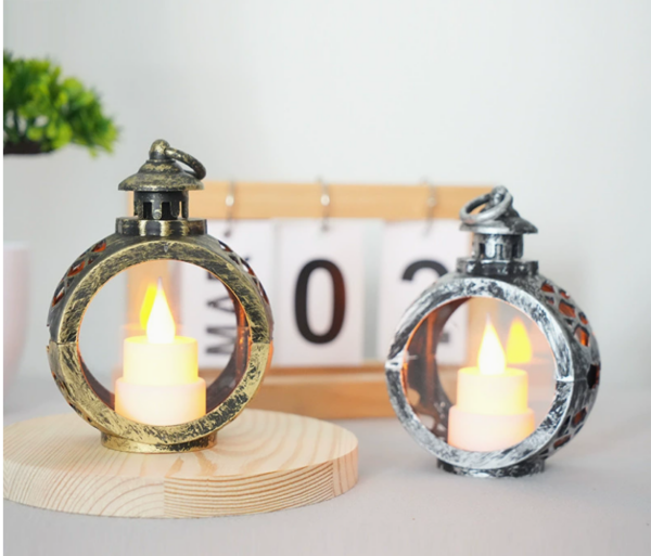 Vintage Round Lantern LED Candle Lights Holiday Decorative Night Light for Festive Atmosphere, Creative Indoor/Outdoor Décor - Image 4