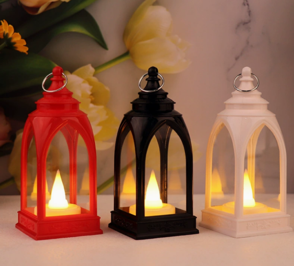 Vintage Middle Eastern Arch LED Lantern - 4-Sided Flameless Candle Light for Holidays, Home Decor & Party Ambiance Setup - Image 2