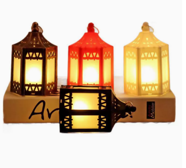 Mini Lantern with Flickering LED Candles Hewory Gold Vintage Decorative Hanging Candle Lanterns for Halloween, Christmas, Wedding Decorations, Party, Table Centerpiece, Battery Included - Image 2