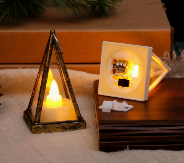 Mini Pyramid LED Electronic Candle Lantern – 3D Geometric Flameless Tea Light Holder for Parties, Home Decor & Ambient Lighting - Image 3