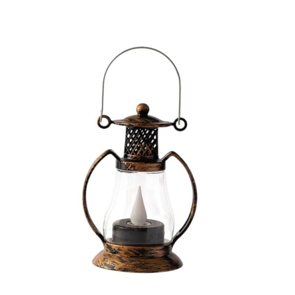 Vintage Mini Electronic Candle Lantern – Christmas, Halloween Tabletop Decor, Oil Lamp for Festive Home, Party & Holiday Ambiance - Image 3