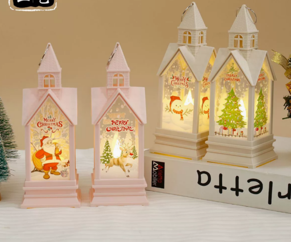Christmas LED Candle Lights – House shape Flameless Hurricane Lamps for Festive Party Decor & Home Ambiance - Image 2