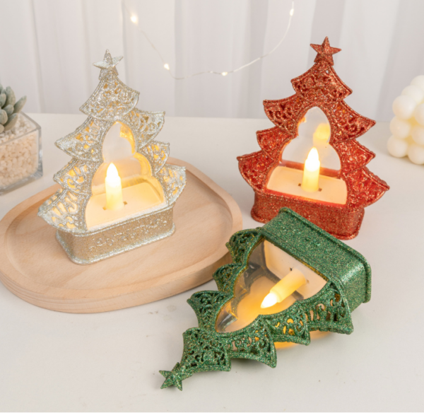 Glittering LED Christmas Tree Lanterns – Sparkling Flameless Battery-Powered Holiday Décor for Indoor/Outdoor Festive Ambiance - Image 2