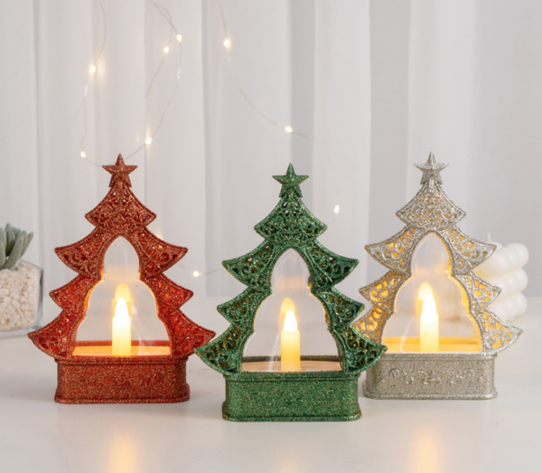 Glittering LED Christmas Tree Lanterns – Sparkling Flameless Battery-Powered Holiday Décor for Indoor/Outdoor Festive Ambiance - Image 3