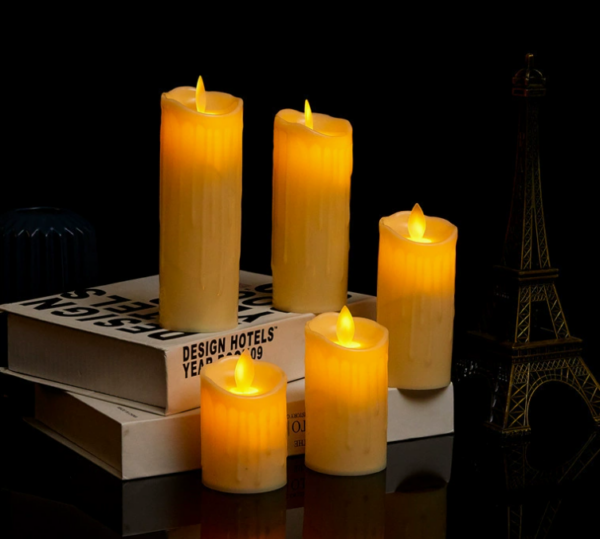 5cm Plastic LED Electronic Candles with Realistic Flicker & Dripping Wax Effect - Battery-Operated Decorative Flameless Candles - Image 3