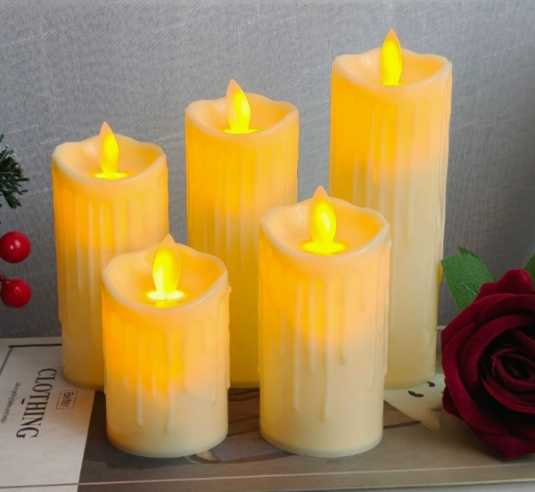5cm Plastic LED Electronic Candles with Realistic Flicker & Dripping Wax Effect - Battery-Operated Decorative Flameless Candles - Image 2