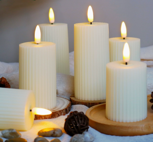 European Roman Column LED Flameless Candles – Realistic Cylindrical Wax Look, Photo Props, Home Décor & Gift - Image 2