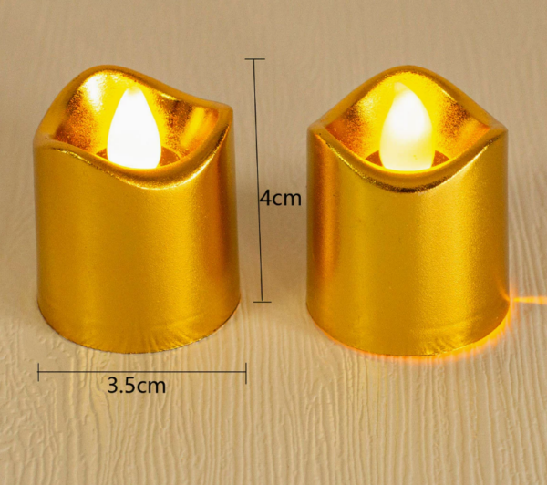 Glittering Chrome-Plated Wavy Cylinder LED Tea Light Candles – Realistic Flickering Flameless Battery-Powered for Table Décor, Parties & Festive Ambiance - Image 3