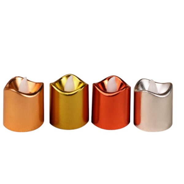 Glittering Chrome-Plated Wavy Cylinder LED Tea Light Candles – Realistic Flickering Flameless Battery-Powered for Table Décor, Parties & Festive Ambiance