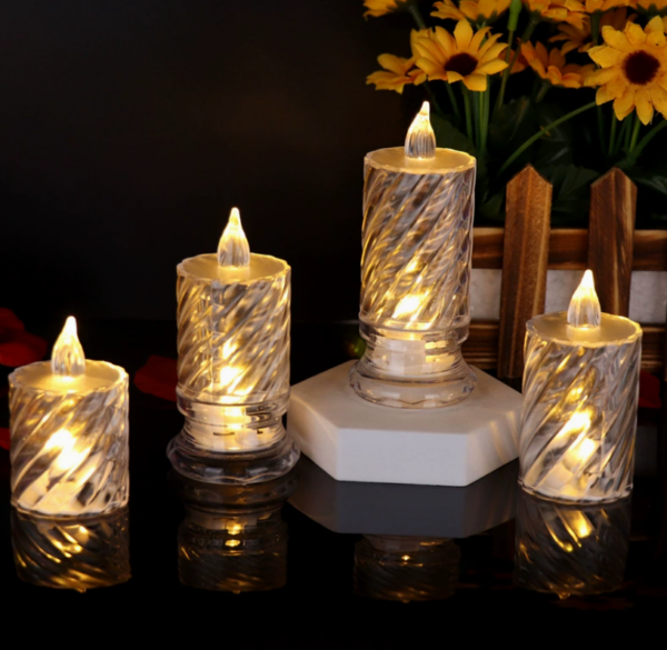 LED Helicoidal Design Crystal-Clear Flameless Candles–  Tealights for Weddings, Birthdays & Mood Lighting Décor - Image 4