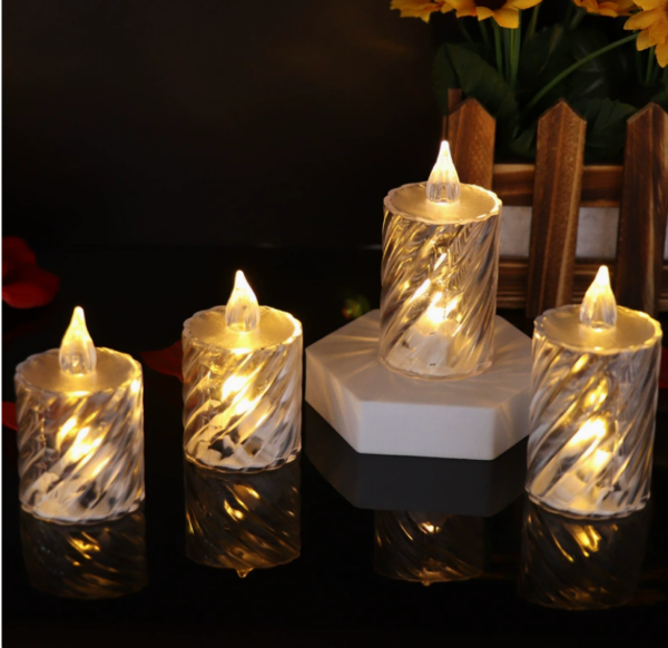 LED Helicoidal Design Crystal-Clear Flameless Candles–  Tealights for Weddings, Birthdays & Mood Lighting Décor - Image 2