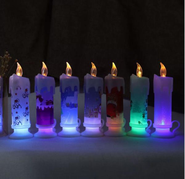 Customizable LED Glitter Crystal Flame-less Candles – Wedding, Christmas & Halloween Wine Glass Lights with Themed Pattern Projections - Image 2