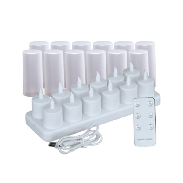 12-Pack Long-Lasting Rechargeable LED Tea Lights with Remote – Realistic Flameless Candles for Weddings, Events & Party Decor – Waterproof, Safe & Adjustable Ambiance Lighting