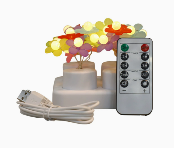 Colorful Floral Rechargeable LED Candles – Decorative Flameless Tea Lights for Birthdays, Proposals, Wedding Décor – Safe, USB-Charging & Adjustable Ambiance