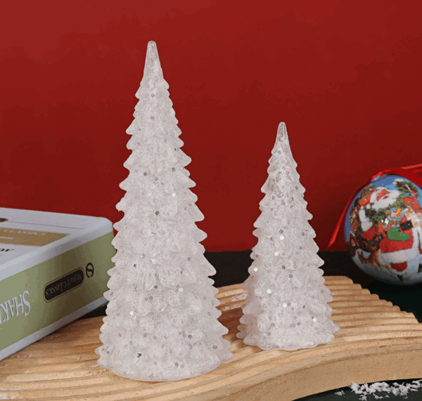 Bottomless Glowing Christmas Tree LED Color-Changing Night Light - Festive Decor for Parties, Holiday Ambiance, and Cordless Decorative Candle Effects