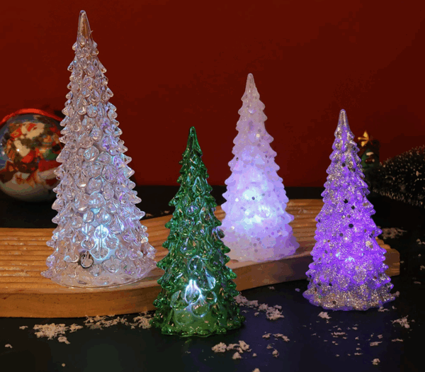 Bottomless Glowing Christmas Tree LED Color-Changing Night Light - Festive Decor for Parties, Holiday Ambiance, and Cordless Decorative Candle Effects