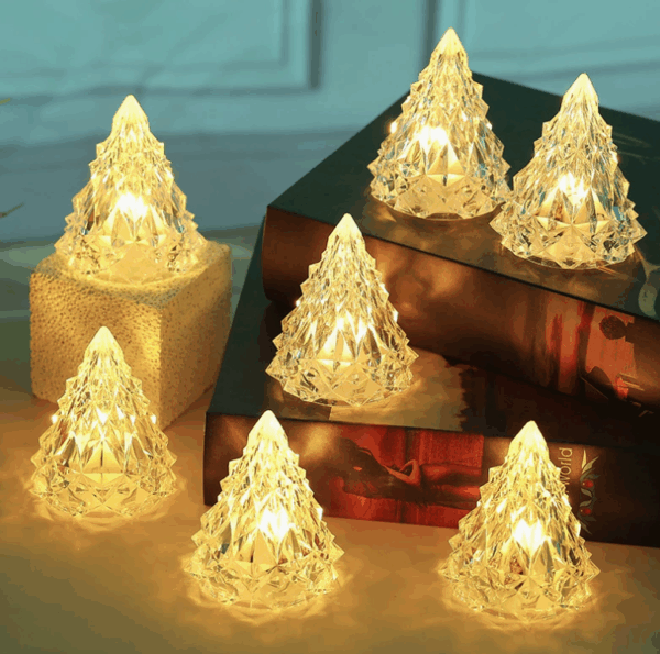 Crystal Diamond Acrylic Christmas Tree LED Night Light – Festive Tabletop Decoration with Ambient Glow for Dining Room, Holiday Parties & Seasonal Gift Ideas - Image 2