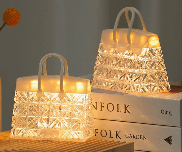 Crystal Clear Handbag Night Light - Portable LED Atmosphere Lamp for Bedroom, Livestream Studio Decor, Hotel Tabletop Creative Accent Lighting - Image 2
