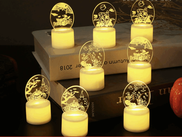 Halloween Crystal LED Flameless Candles - Creative Spooky Season Decorative Accent Lights, Battery-Operated Flickering Tea Lights for Home Party, Mantel, Tabletop, or Festive Halloween Decor - Image 3