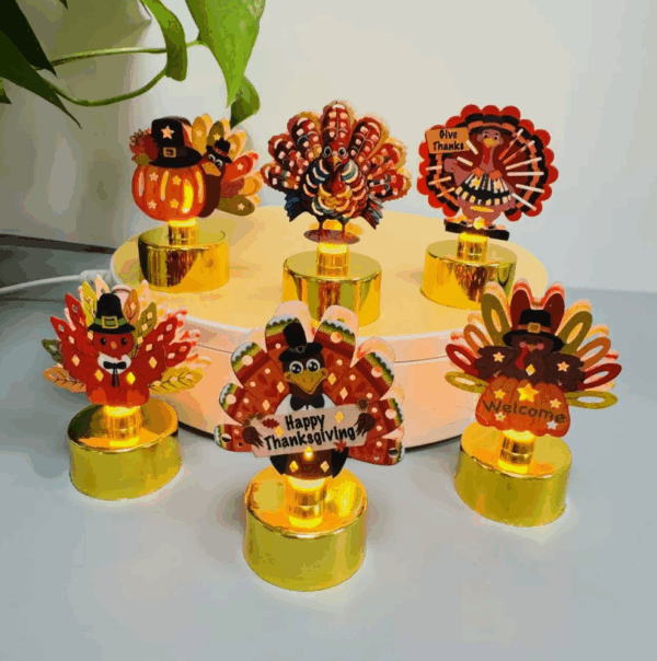 Wrought Iron Thanksgiving LED Candle Light - Turkey Night Light, Creative Tabletop Decor for Autumn Harvest Centerpiece, Festive Fall Dinner, or Seasonal Home Ambiance