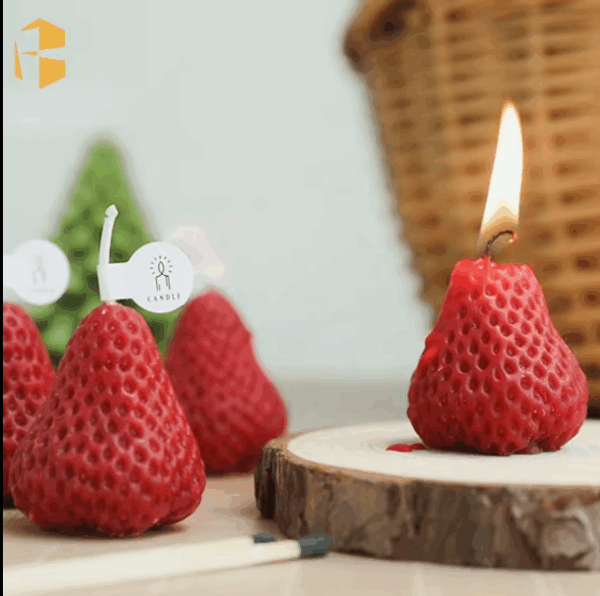 Realistic Strawberry-Shaped Soy Wax Candles – Bulk Wholesale Birthday Gifts, Wedding/Party Favors, Strawberry-Scented Aromatherapy Décor in Elegant Gift Box - Image 3