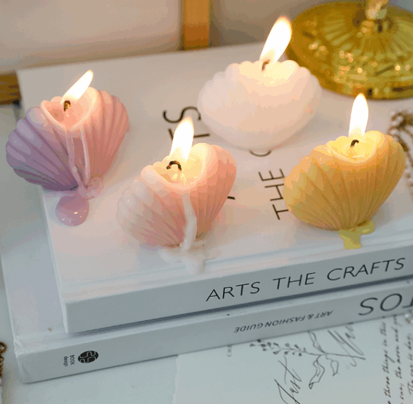 Handmade Shell Scented Candles - Natural Aromatherapy Home Decor, Ocean-Inspired Living Room Gift Set & Photo Props for Coastal Styling - Image 2