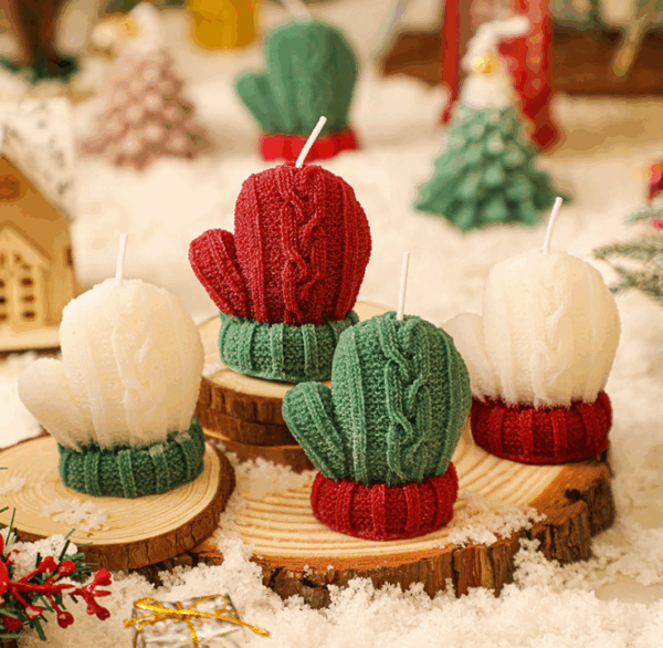 Christmas Knit Glove Scented Candles – Festive DIY Holiday Gift Set, Handmade Aromatherapy Decor & Instagrammable Photo Props for Cozy Winter Styling - Image 2