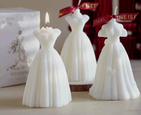 Bridal Wedding Dress Scented Candles – Hand-Poured Soy Wax Keepsakes, Custom Wedding Favors for Guests, Bulk Wholesale Floral Aromatherapy Gifts & Creative Bridesmaid Thank-You Decor - Image 2