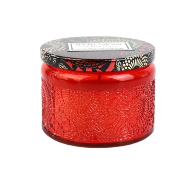 Romantic Embossed Glass Jar Aromatherapy Candle - Handmade Scented Soy Wax Candle for Wedding Favors, Birthday Gifts, Home Decor | Smokeless, Long-Lasting Fragrance, Bridal Party Souvenirs