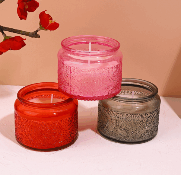 Romantic Embossed Glass Jar Aromatherapy Candle - Handmade Scented Soy Wax Candle for Wedding Favors, Birthday Gifts, Home Decor | Smokeless, Long-Lasting Fragrance, Bridal Party Souvenirs - Image 2