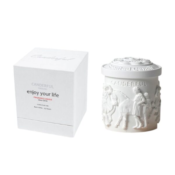 Vintage Relief Carving Plaster Cup Soy Wax Candle | Luxe Plant-Based Aromatherapy Gift Set, Botanical Essential Oils, Elegant Home Decor, Romantic Ambiance for Birthdays & Weddings