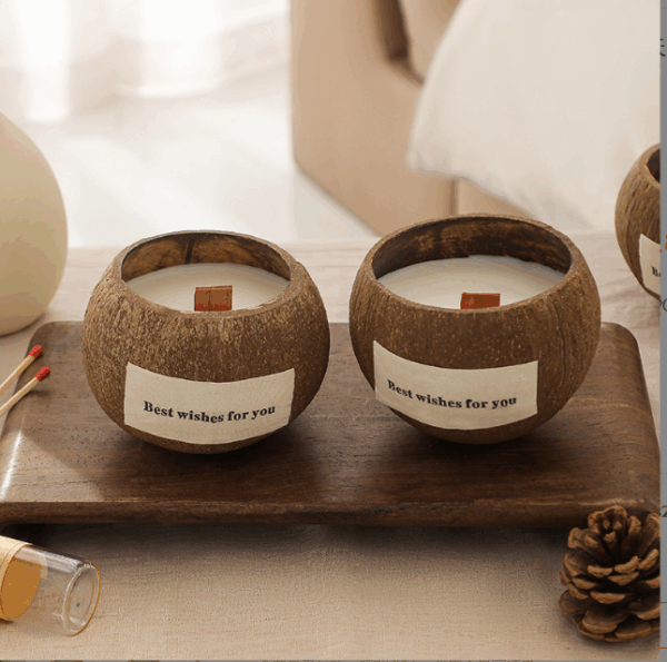 Eco-Friendly Soy Wax Coconut Shell Candle with Wooden Wick | Handmade Home Decor, Aromatic Ambiance, Unique Birthday Gift, Wedding Party Favor, Romantic Indoor Fragrance - Image 3