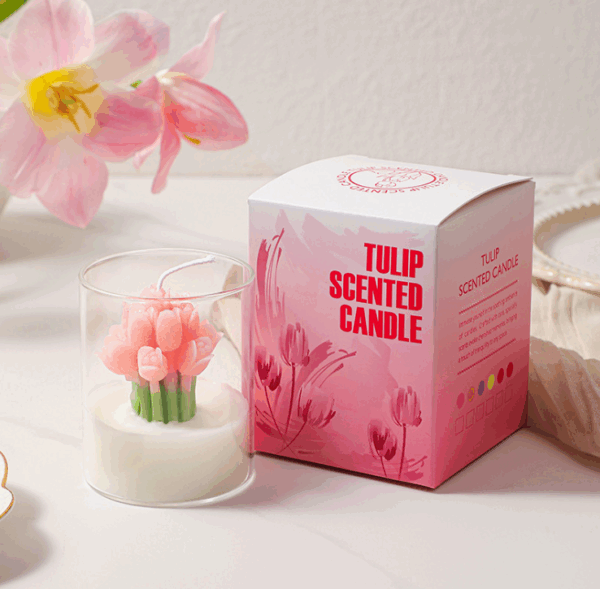 Tulip Bouquet-Shaped Scented Candle | Floral Aromatherapy Gift Set for Valentine's Day | Instagram-Worthy Home Decor Candle Cup with Romantic Fragrance
