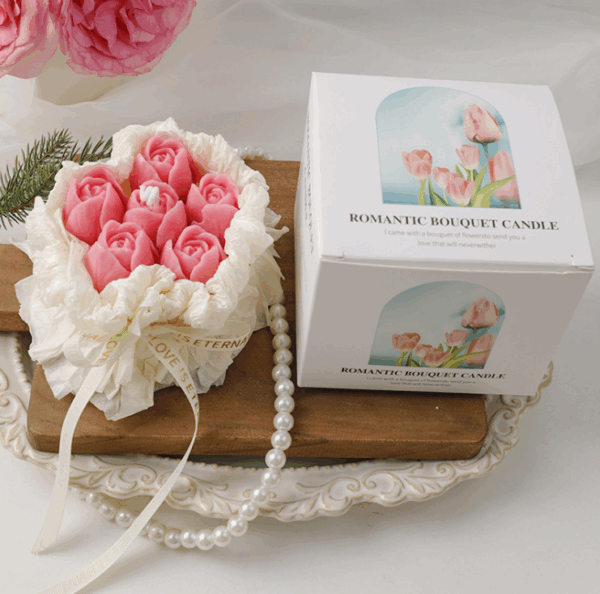 Mother's Day Flower Bouquet Scented Candle Gift Set | Handmade Tulip & Rose Aromatherapy Candles in Keepsake Box | Romantic Home Decor or Thoughtful Present for Mom - Image 3