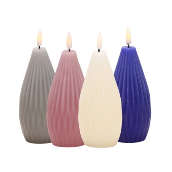Real Wax LED Candles with Intricate Carved Patterns - Semi-Elliptical & Conical Shape Flameless Decorative Lights for Home, Wedding, and Events