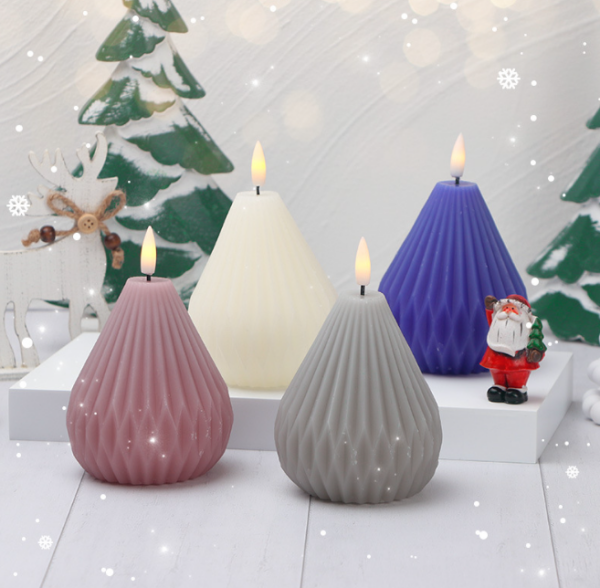 Real Wax LED Candles with Intricate Carved Patterns - Semi-Elliptical & Half Oval Shape Flameless Decorative Lights for Home, Wedding, and Events - Image 3