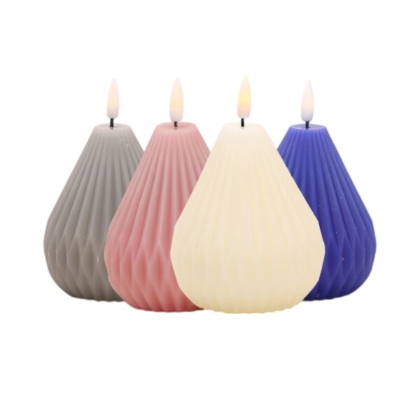 Real Wax LED Candles with Intricate Carved Patterns - Semi-Elliptical & Half Oval Shape Flameless Decorative Lights for Home, Wedding, and Events
