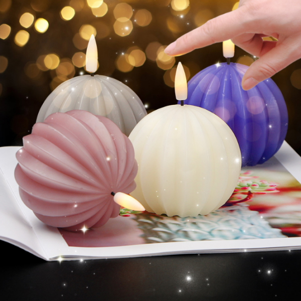 Real Wax LED Candles with Intricate Carved Patterns - Semi-Elliptical & Round Shape Flameless Decorative Lights for Home, Wedding, and Events - Image 3