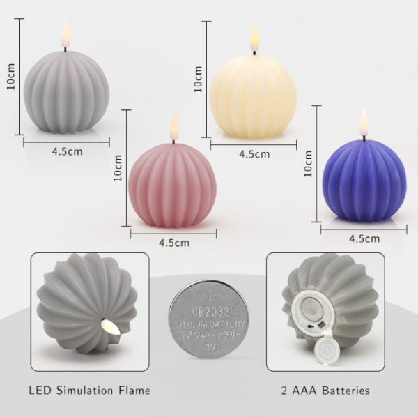 Real Wax LED Candles with Intricate Carved Patterns - Semi-Elliptical & Round Shape Flameless Decorative Lights for Home, Wedding, and Events - Image 5