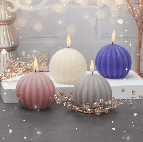 Real Wax LED Candles with Intricate Carved Patterns - Semi-Elliptical & Round Shape Flameless Decorative Lights for Home, Wedding, and Events - Image 2
