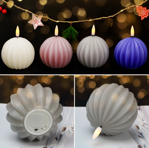Real Wax LED Candles with Intricate Carved Patterns - Semi-Elliptical & Round Shape Flameless Decorative Lights for Home, Wedding, and Events - Image 4