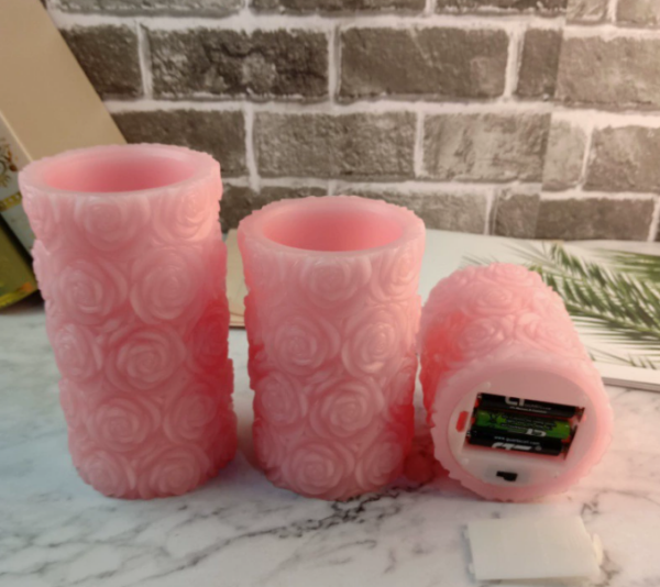 LED Rose Column Candles with Crystal Floral Designs - Romantic Proposal Wedding Lights, Flameless Decorative Pillar Candles for Engagement, Party, and Home Decor - Image 3
