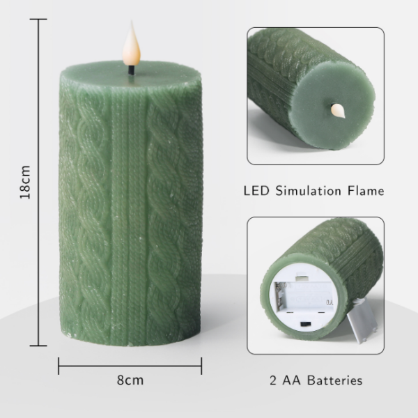 New Woven Pattern Column LED Candles 3D bullet tip Candle Romantic Proposal Wedding Lights, Flameless Decorative Pillar Candles for Engagement, Party, and Home Decor - Image 3